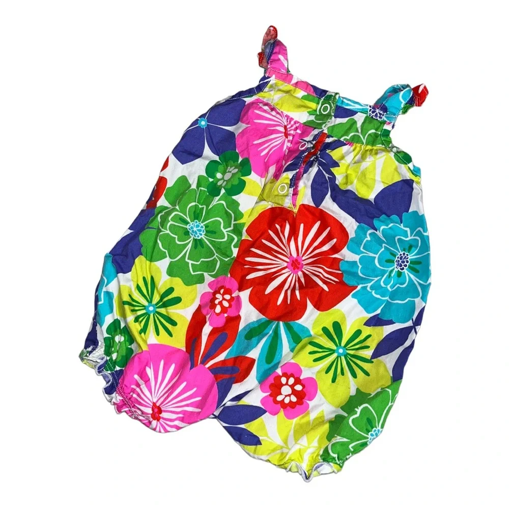 Vintage Carter's Baby Girl Bright Floral Bubble Romper 6 Months